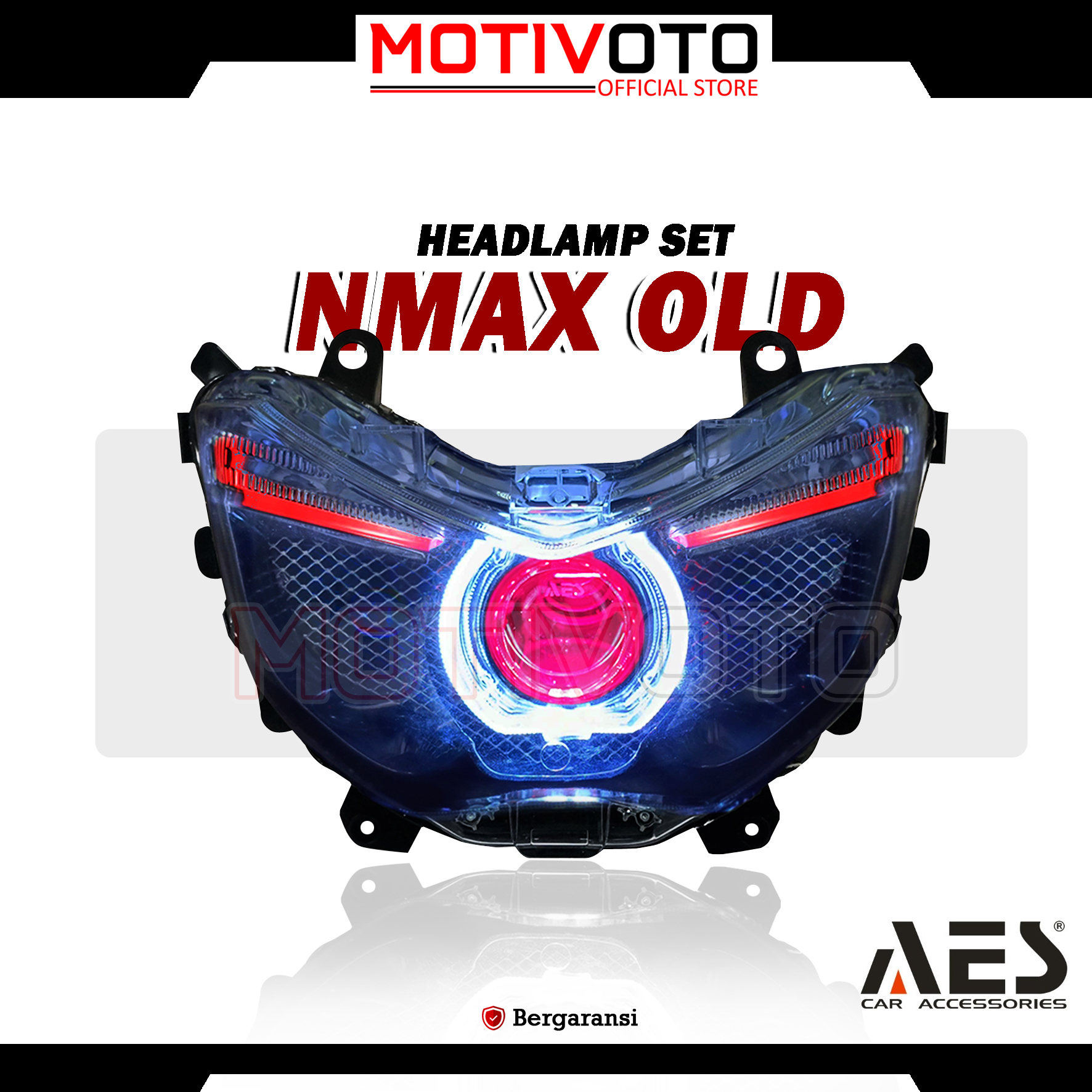 Headlamp Projie BiLED AES Nmax Old + Saklar PNP Lampu Depan Bi-LED AES Turbo SE Experience 2.5inch 60Watt Yamaha Nmax Old 2DP 2014-2019 with Exhaust Fan RGB