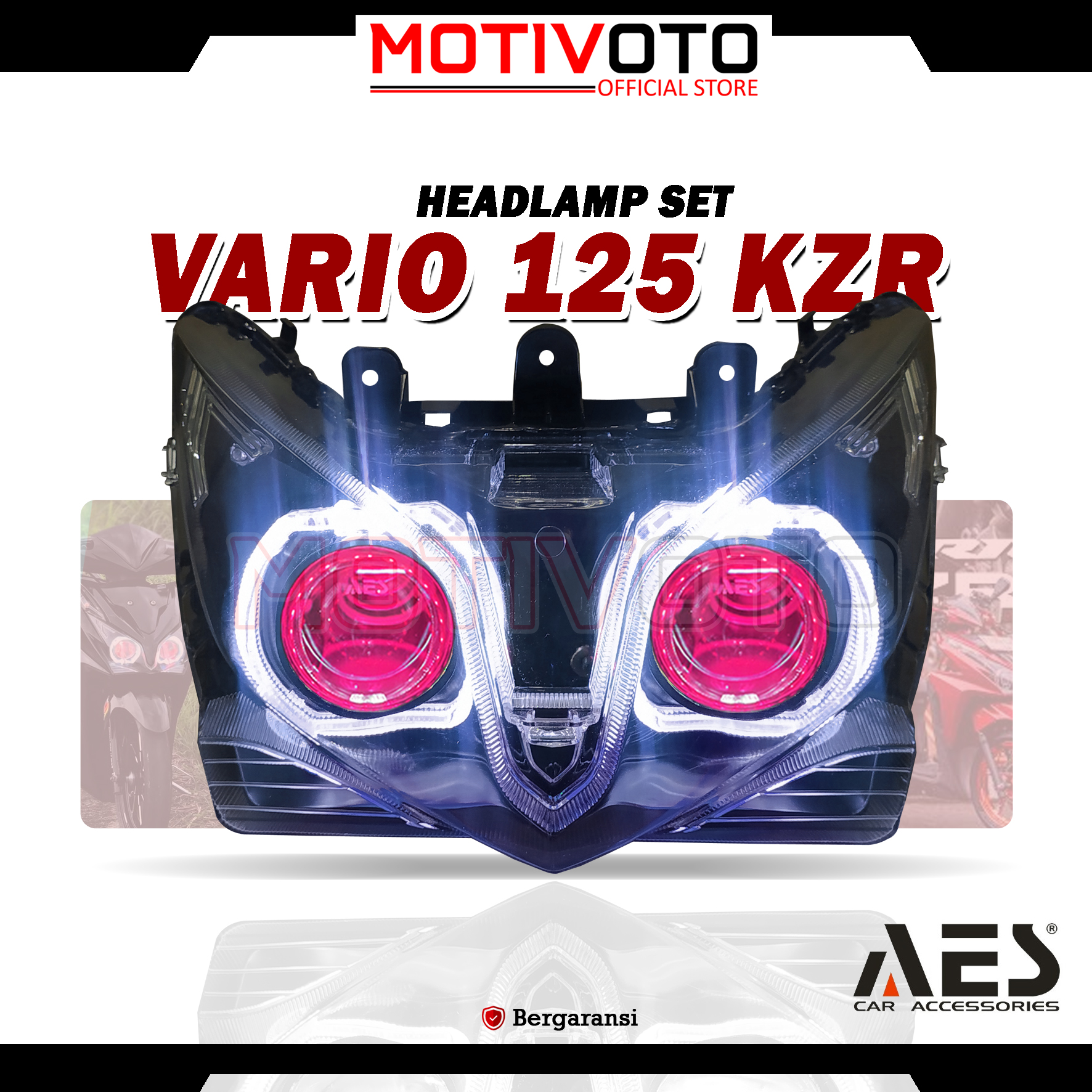 Projie BiLED AES Vario KZR + Saklar PNP Lampu Depan Bi-LED AES Turbo SE Experience 2.5inch 60Watt Honda Vario 125 KZR 2012-2015 Vario Superold Bolam with Exhaust Fan RGB