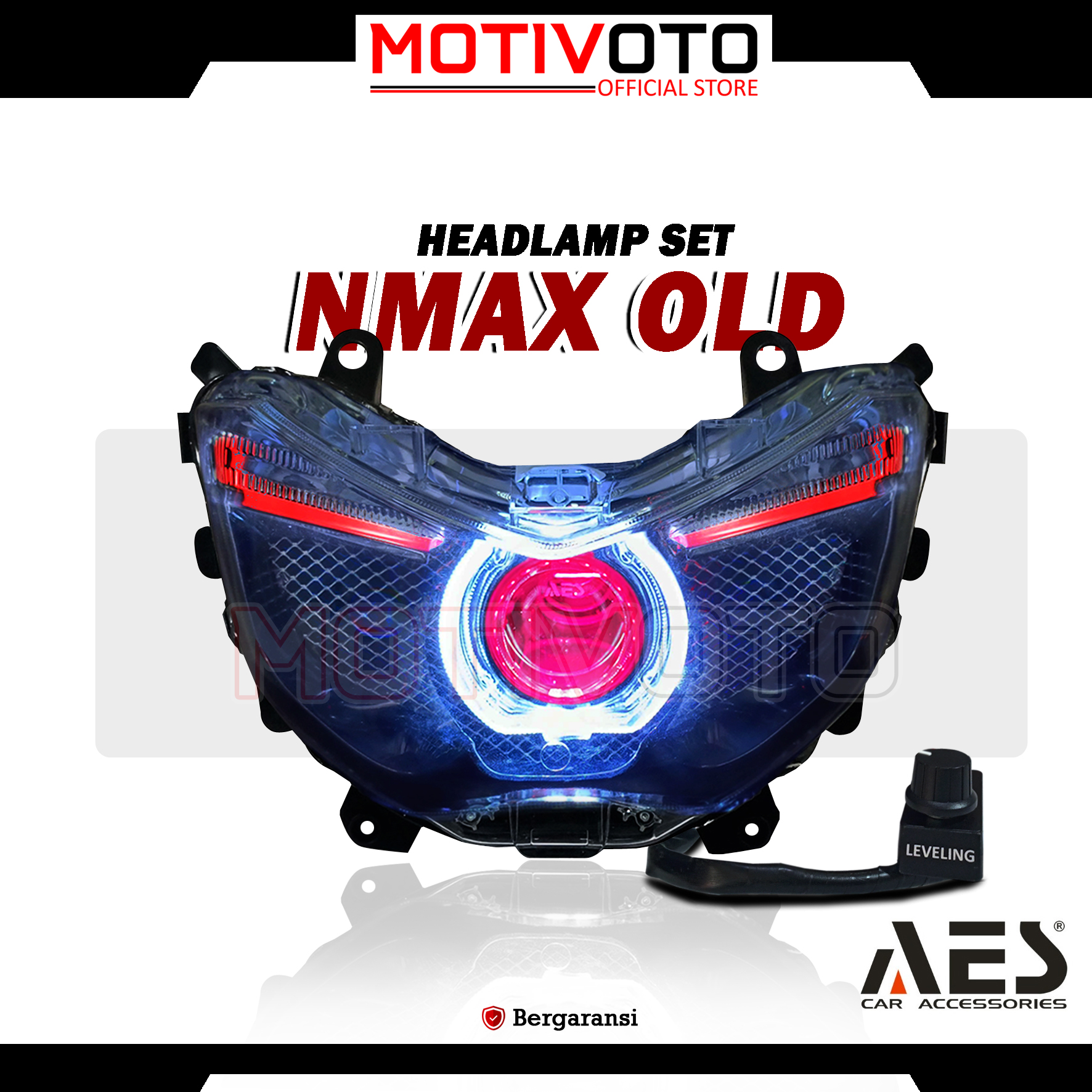 Headlamp Projie BiLED AES Nmax Old + D2 Laser + Leveling Electrik Lampu Depan Bi-LED AES Turbo SE Experience 2.5inch 60Watt Yamaha Nmax Old 2DP 2014-2019 with Exhaust Fan RGB
