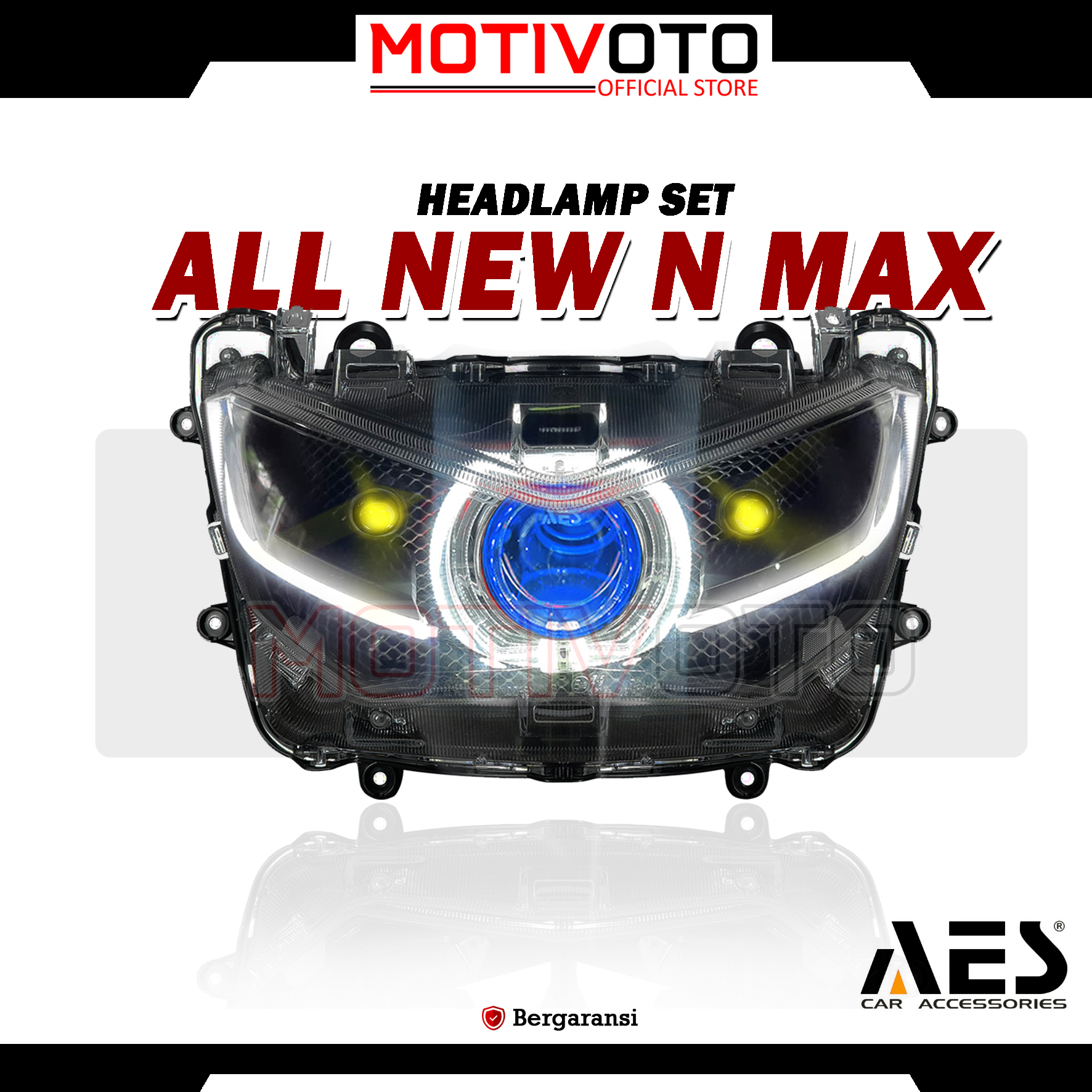Headlamp Projie BiLED AES Nmax New + D2 Laser + Saklar PNP Lampu Depan Bi-LED AES Turbo SE Experience 2.5inch 60Watt Yamaha All New Nmax 2020 with Exhaust Fan RGB