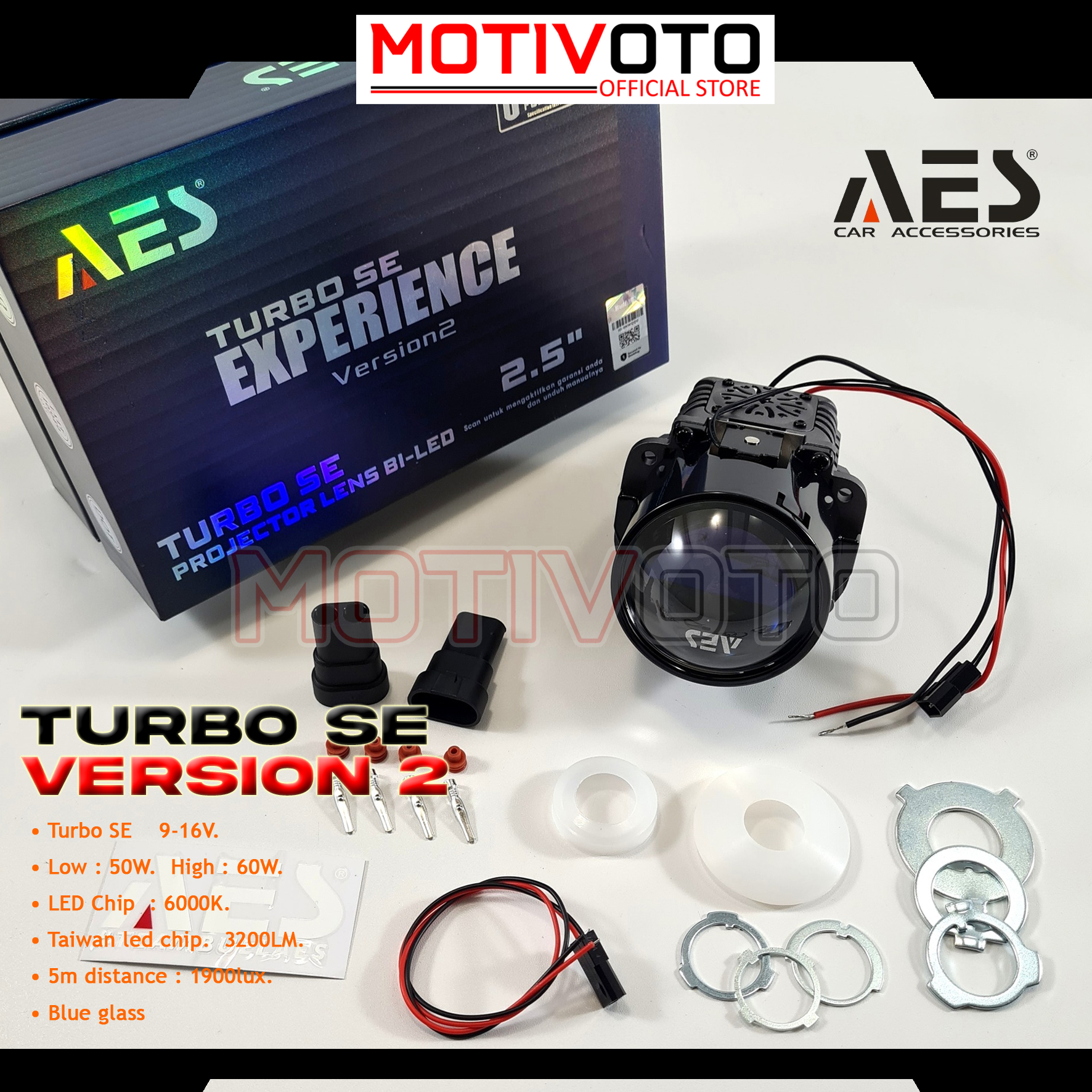 Biled AES Version2 V2 Turbo SE Experience 60 Watt 2.5 inch Bluelens Flat Lampu Projie AES untuk motor Yamaha Nmax Old / Nmax New PCX ADV Scoopy Vario 125/150 Fi ESP Xeon GT 125