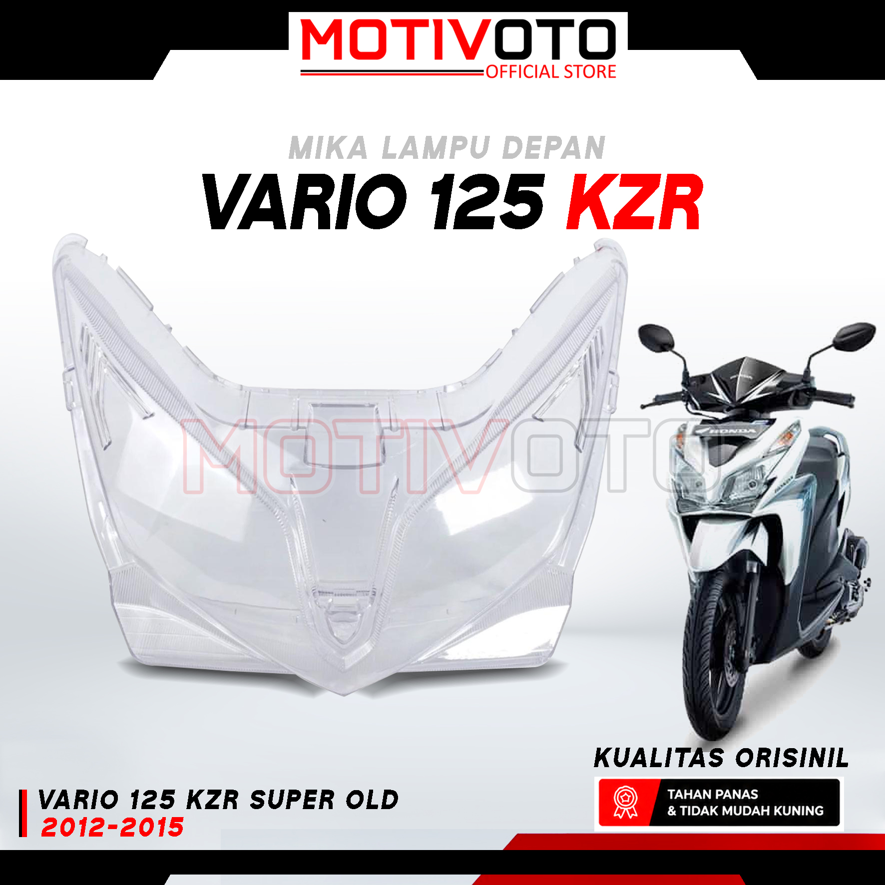 Mika Lampu Depan Reflektor Batok Lampu Honda Vario 125 KZR Kualitas Orisinil Mika Kaca Lampu Vario 125 Superold 2012-2015 Anti Pecah & Menguning