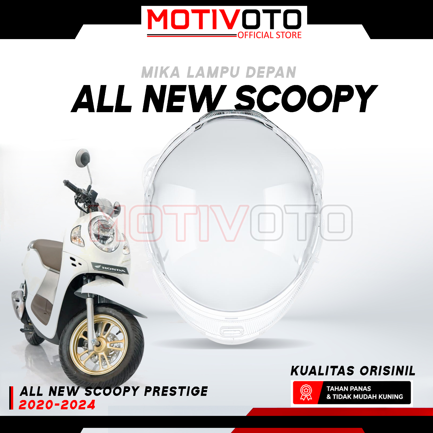 Mika Lampu Depan Reflektor Batok Lampu Honda All New Scoopy Prestige Kualitas Orisinil Mika Kaca Lampu Scoopy ESP New K2F 2020 - 2024 Anti Pecah & Menguning
