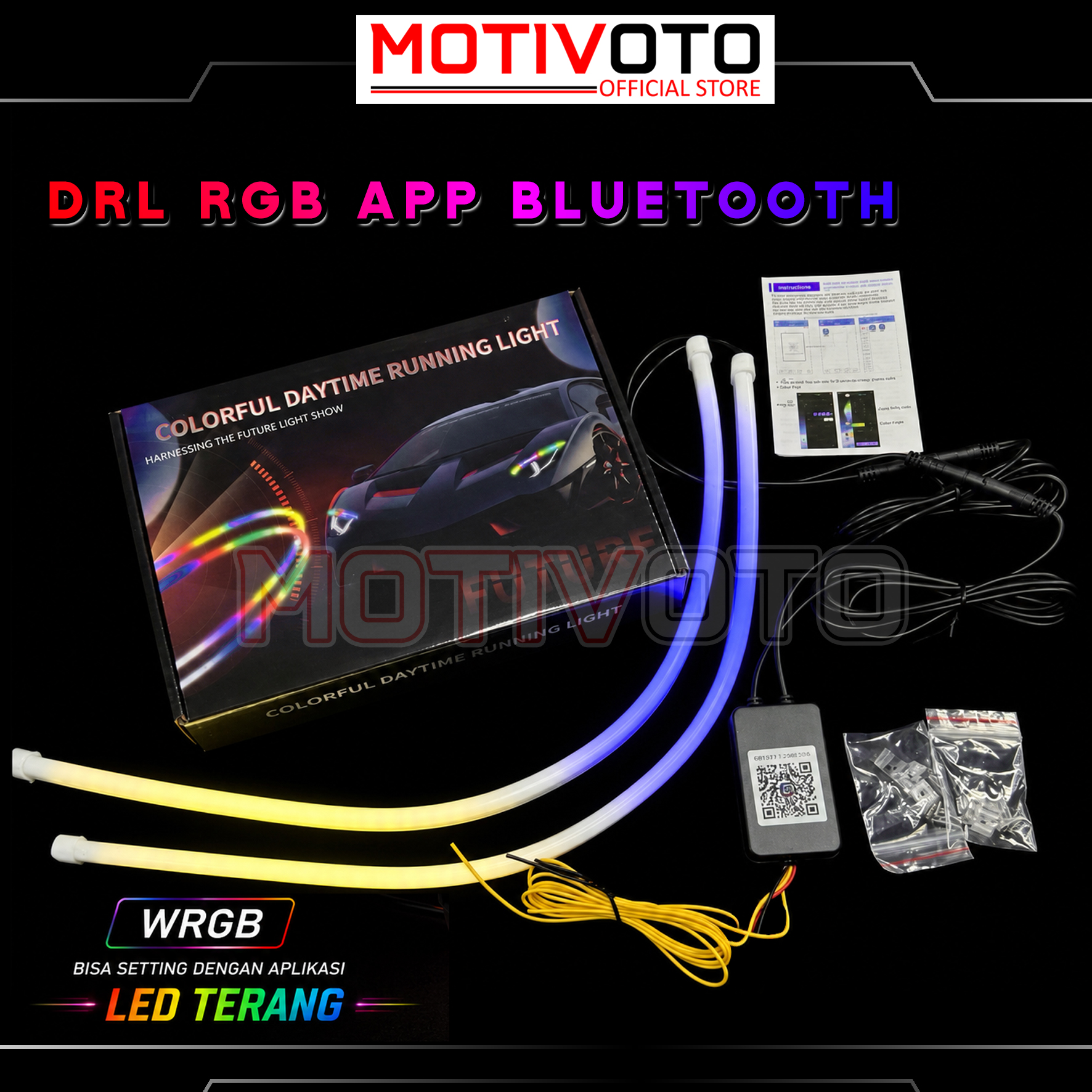 Lampu Alis Neon DRL Slim LED Grade A Flexible RGB + Sen Sein Running untuk motor Yamaha Nmax Old Nmax New PCX ADV Aerox Vario 125/150 Scoopy BeAT 30cm Waterproof