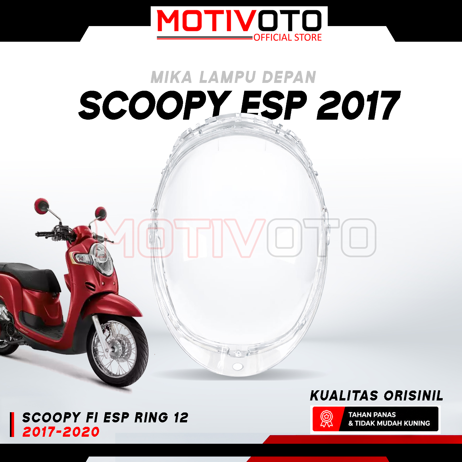 Mika Lampu Depan Reflektor Batok Lampu Scoopy Donat 2017 Kualitas Orisinil Mika Kaca Lampu Honda Scoopy ESP 2017-2020 Anti Pecah & Menguning