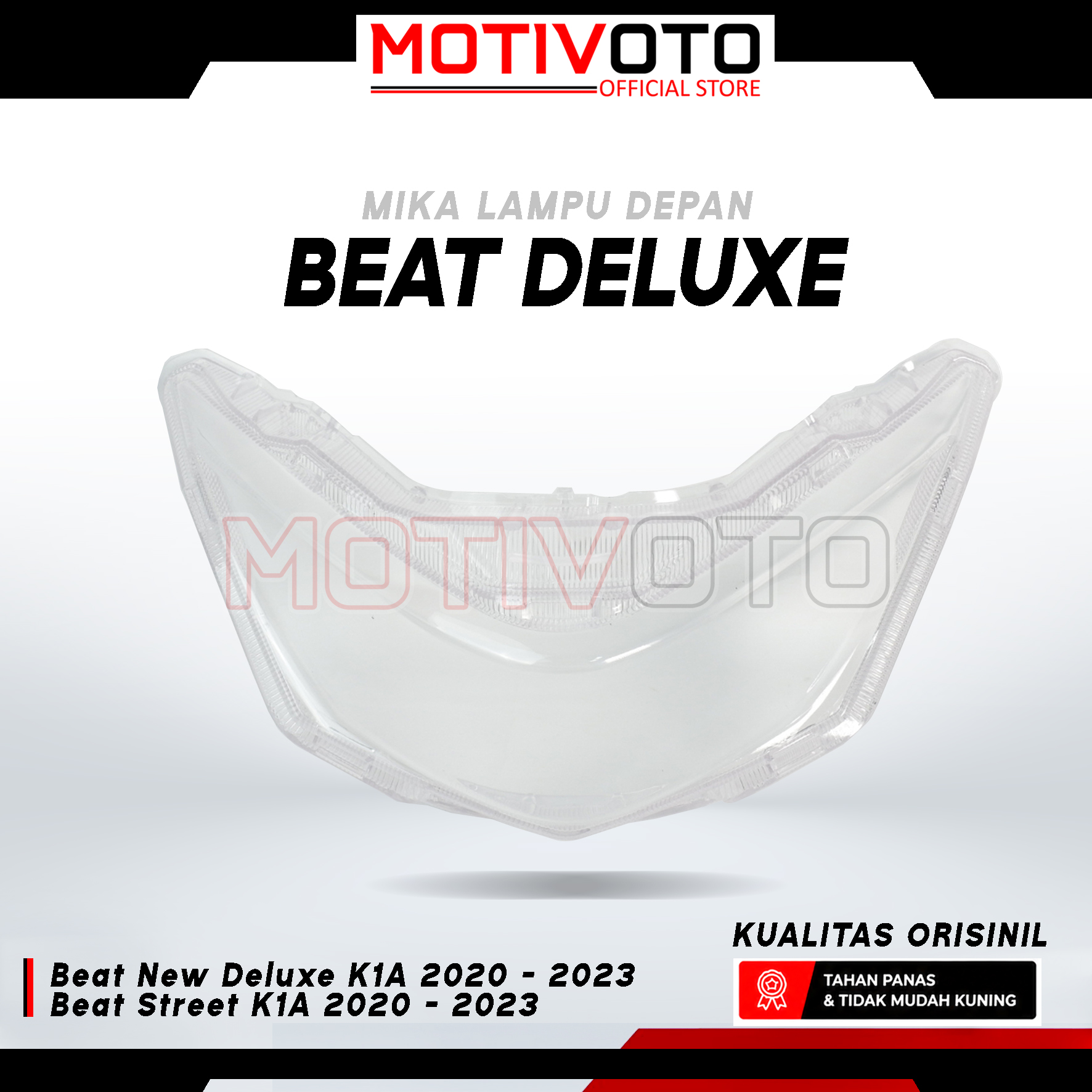 Mika Lampu Depan Reflektor Batok Lampu Beat Deluxe Street Gen 1 Kualitas Orisinil Mika Kaca Lampu Beat Street / Beat Deluxe Gen 1 K1A 2020-2024 Anti Pecah & Menguning